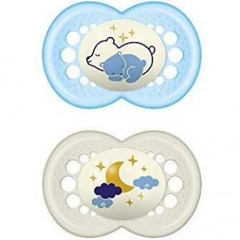 MAM Original Night Silicone Pacifier 6+ Months Dual Pack Blue