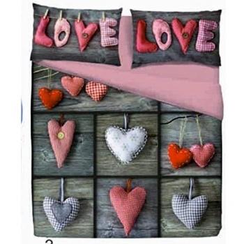 Funda nórdica de matrimonio Love Amor Rojo Patch - Corazones Corazón - Juego de fundas nórdicas con fundas - Moderno y Chic - vesti la tua camera de cama con estilo