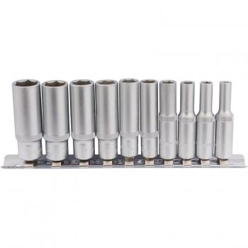 Draper 10 Piece 1/4 Drive Metric Deep Sockets Set on Metal Rail (16399)