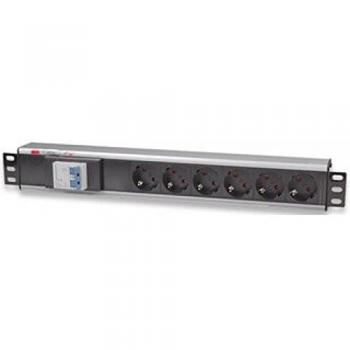 Multipresa Rack 19'' de 6 Salidas Schuko con Magnetotérmico y Cable de 3m - 1.5U