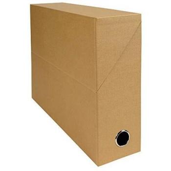Caja de transferencia tamaño A4 de 90mm en tela color havana.