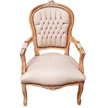 Sillón Tapizado Francés Biscottini de Madera con Apoyabrazos, Acolchado para Dormitorio y Lectura 100x65x63 cm