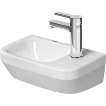 Lavabo Duravit No.1 36x22 cm, blanco brillante, con un hueco para grifo a la derecha, sin desagüe
