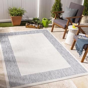 Alfombra Surya Exterior/Interior Efecto Yute Azul y Beige 200x275 cm