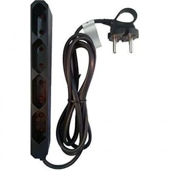 GAO enchufes con Barra de{4} Cable, Extra diseño Plano con Estructura Flexible de Cuero, 1,5 M, Negro, EU4 - Negro