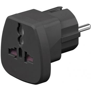 Adaptador MicroConnect NEMA 1-15, Eurostecker y DK 2-5A (W) a CEE 7/4 (M) - Negro