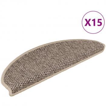 Alfombrilla Autoadhesiva de Escalera Sisal 15 uds Protector Color Antracita, Arena, Azul y más 65x21x4 cm Beige