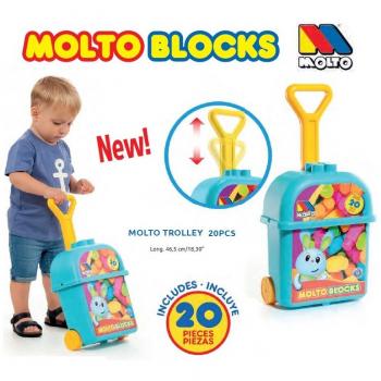 Carrito con 20 bloques azul de Molto