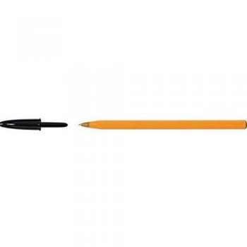 Bolígrafo BIC Cristal Fine con cuerpo naranja y tinta negra, punta de 0.8 mm y trazo de 0.30 mm