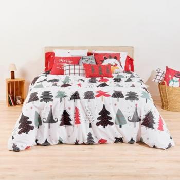 Funda Nórdica Navidad Laponia 50% algodón - 50% poliéster con botones, tamaño 155x220 cm