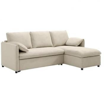 Sofá Cama Rinconero Reversible de Tela Beige ALPARETO