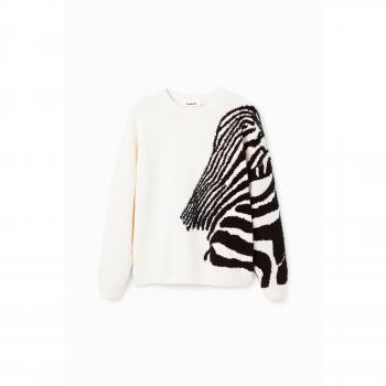 Desigual Chic Contrast Crew Neck Sweater - White, Size S