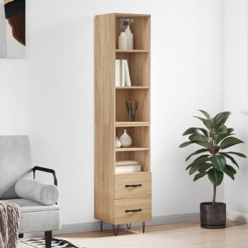 Aparador de madera contrachapada roble Sonoma 34,5x34x180 cm marrón vidaXL