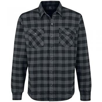 Vintage Industries Harley Hombre Camisa de Franela Gris Marengo/Negro XL, 100% algodón, Regular