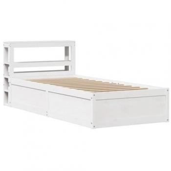 Estructura de Cama con Cabecero Blanco 90x190 cm Madera Maciza de Pino