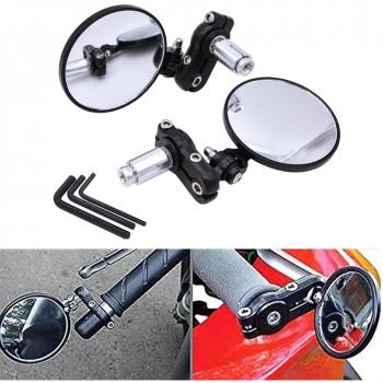 KATUR Motocicleta Espejo retrovisor Moto 7/8 pulg. 22 mm Mango Redondo Extremo de Barra Circular Plegable Persiana Espejo Convexo Lateral para Davidson Honda Indian Kawasaki Suzuki Triumph y Yamaha