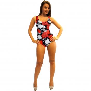 Diseño de rosas de corazón con texto en diseño de calavera alambre de Espino para vallar Bañador para body de maillot de