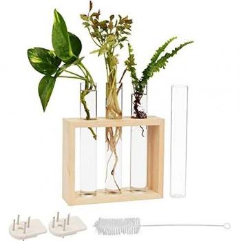 Belle Vous Maceta Decorativa Tubo de Ensayo Colgante de Pared Vidrio – 4 Tubos para Flores