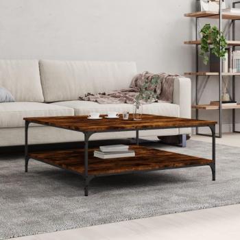 Mesa de centro de madera de ingeniería 100x100x40 cm en negro, roble sonoma y roble ahumado, ideal para salón o comedor