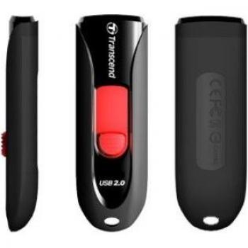 Pendrive Transcend Jetflash 590 USB 2.0 de 64GB en color negro y rojo