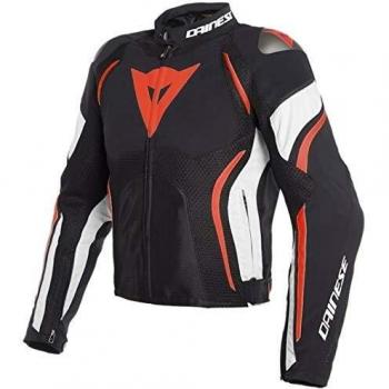 Dainese Estrema Air Tex - Chaqueta textil para moto, color negro, blanco y rojo, talla 46