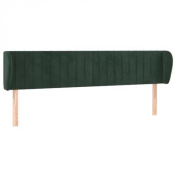 Cabecero de terciopelo verde oscuro 163x23x78/88 cm con orejas, tapizado, acolchado y protector elástico