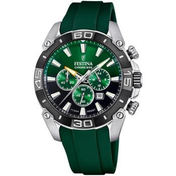 Festina Men's Chrono Bike 2021 Green Rubber Strap Watch F20544/3
