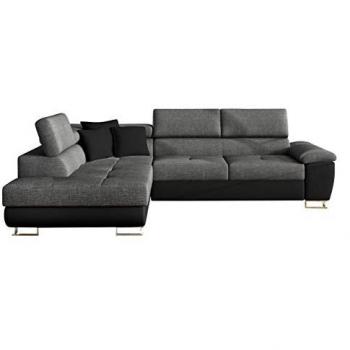 Sofá Rinconero Comfivo 167, Función de Descanso, Caja de Ropa de Cama, Eco Cuero Soft 011 + Lux 06, 270x202x71cm