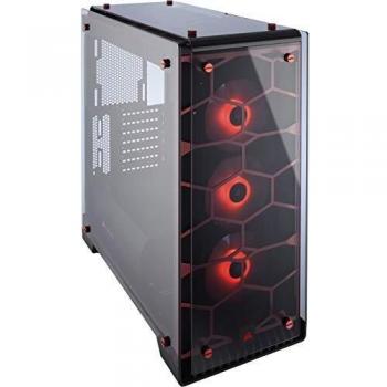 Corsair Crystal 570X RGB - Caja de PC, Mid-Tower ATX, ventana lateral cristal templado con ventilador, iluminación RGB LED, Rojo