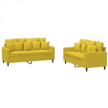 Juego de sofás con cojines 2 piezas terciopelo amarillo
