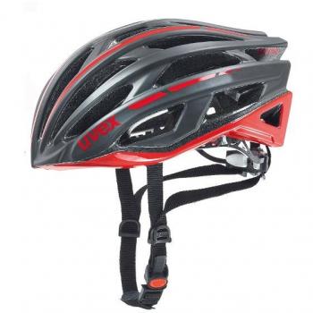 Uvex Race 5 Casco de Ciclismo, Unisex Adulto, Negro-Rojo, 52-56 cm