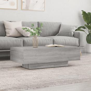 Mesa de centro de madera de ingeniería 100x49,5x31 cm en color blanco, negro y gris hormigón, ideal para salón o comedor como mesita auxiliar o mesa de café