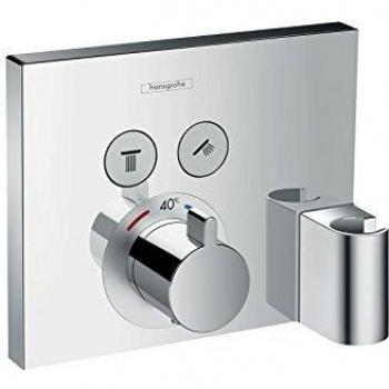 Hansgrohe 15765000 ShowerSelect termostato con 2 llaves de paso, toma de agua y soporte, cromo