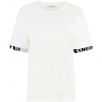 Paco Rabanne Women's Viscose Crew-Neck T-Shirt in White | Size Medium