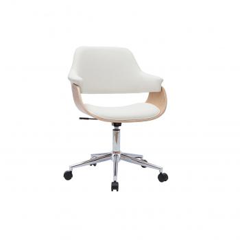 Silla de oficina moderna blanca y madera clara HANSEN