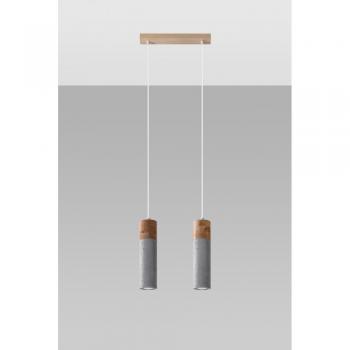 Lámpara colgante Zane Bar Madera, hormigón Madera gris, natural 2 bombillas 120cm