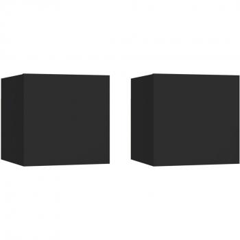 Mesitas de noche 2 uds en madera ingeniería negro 30,5x30x30 cm