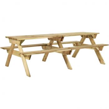 Mesa de Pícnic con Bancos 220x122x72 cm Madera Pino Impregnada Marrón