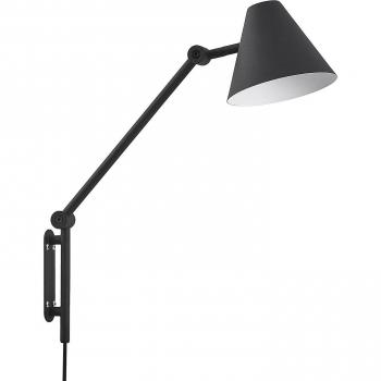 Aplique de pared Lucande Phina, extensible 50,7 cm, moderno en negro, hecho de metal, para salón y comedor, 1 llama E27