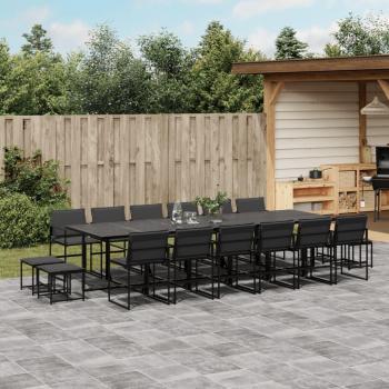17-Piece Black Textilene Garden Dining Set with Cushions