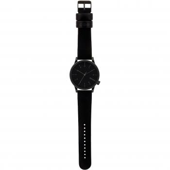 Komono Winston Regal All Black Men's Japanese Quartz Analogue Watch with Leather Strap