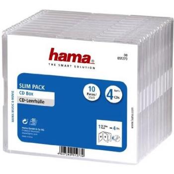 Hama Caja Slim para 4 CD (Paquete de 10) Transparente
