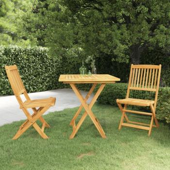 Conjunto de Comedor de Jardín Plegable 3 Piezas en Madera Maciza de Acacia