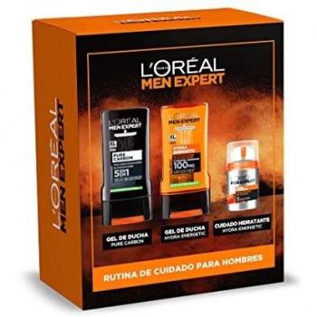 L'Oréal Men Expert Pack de Rutina Antifatiga para Hombre con Crema Hidratante Anti-Fatiga 24h Hydra Energetic + Gel de Ducha Hydra Energetic + Gel de Ducha Pure Carbon Multiacción 5 en 1