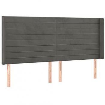 Cabecero con LED de terciopelo gris oscuro 203x16x118/128 cm