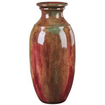 Jarrón decorativo en terracota marrón H65 con patrón abstracto elegante