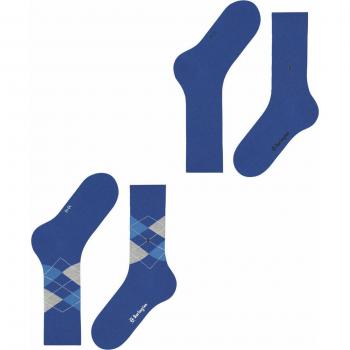 Burlington Men's Everyday Argyle and Plain 2-Pack Socks - Breathable Cotton, Size 40-46