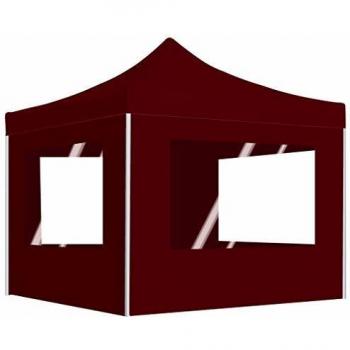 Carpa Plegable Profesional 3x3m con Paredes de Aluminio Rojas, Antracita, Azul y Blancas