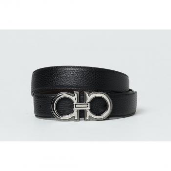Salvatore Ferragamo Men's Reversible Black Grained Leather Belt - Size 105 CM