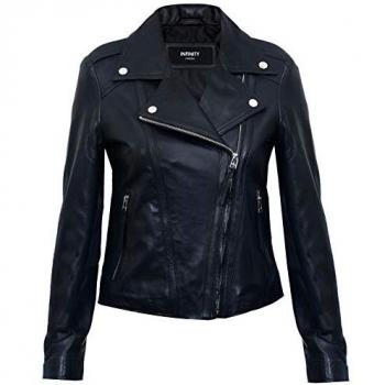 Infinity Leather Women's Vintage Black Biker Jacket - Tamale Style, Size 8 UK / 36 EU